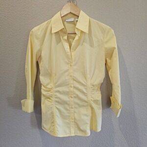 Womens sz S, New York and Company stretch button down blouse, NWOT,  yellow